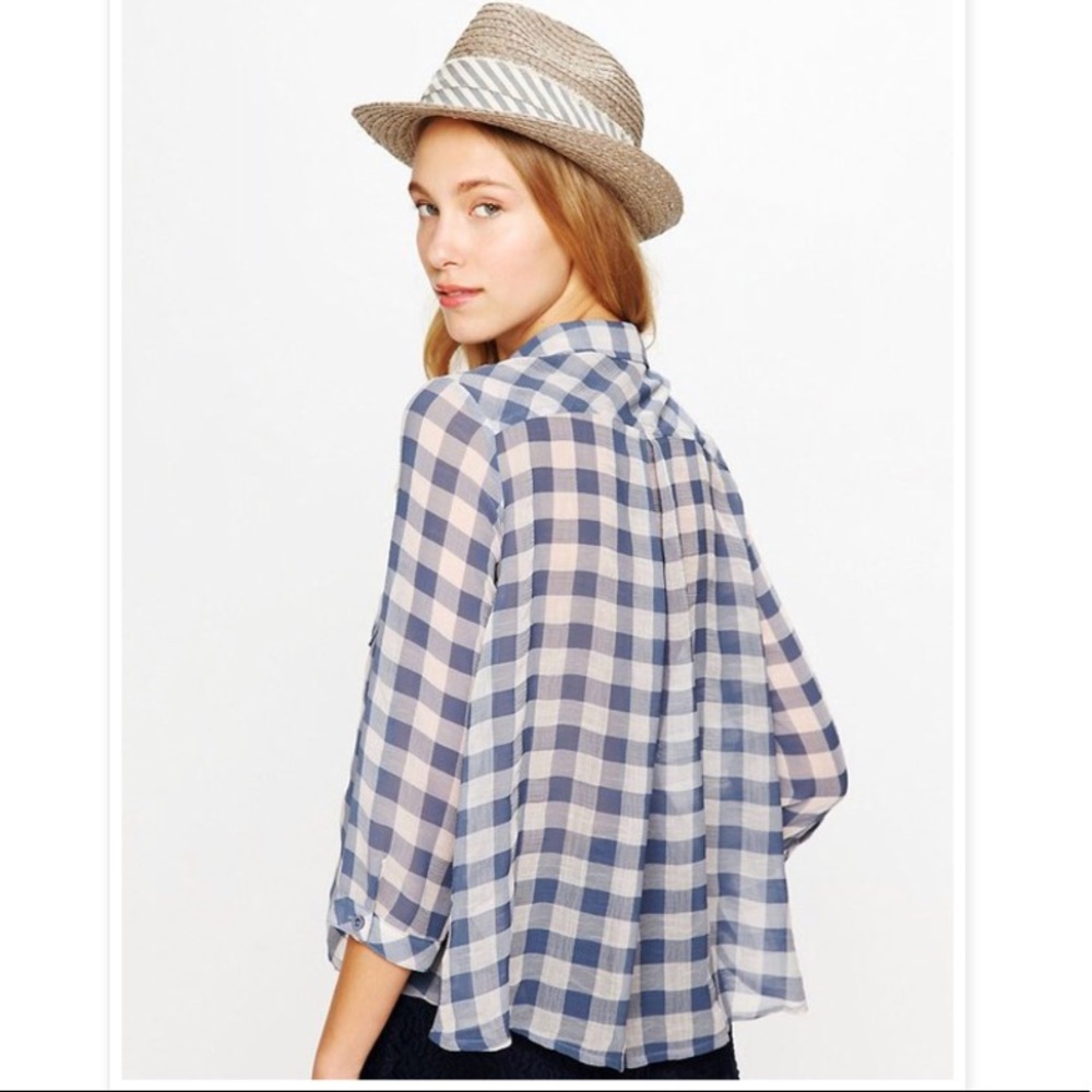 Free People Sheer Plaid Oversized Top